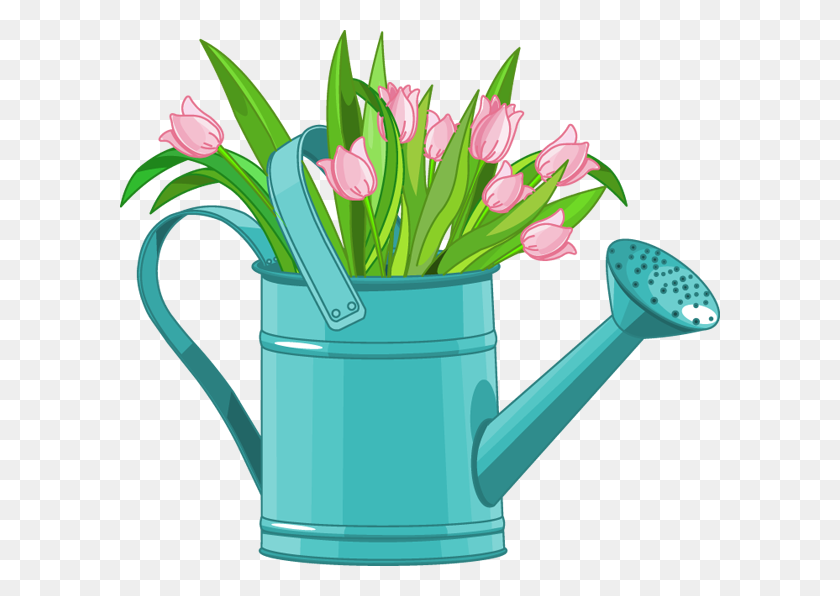 600x536 Flowers Watering Can Clipart - Can Clipart