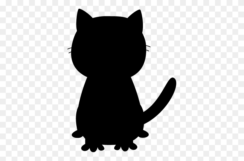 375x495 Fluffy Cat Silhouette Clip Art - Fluffy Cat Clipart