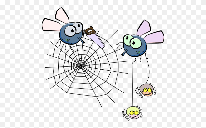 500x464 Fly Cutting Spider Web Vector Illustration - Угловой Клипарт Паутина