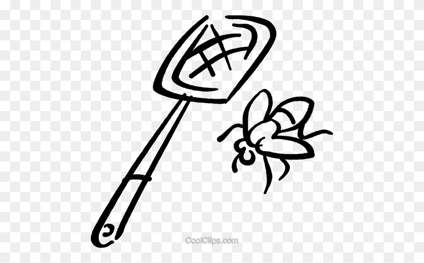 480x461 Fly Swatter And Fly Royalty Free Vector Clip Art Illustration - Fly Swatter Clip Art