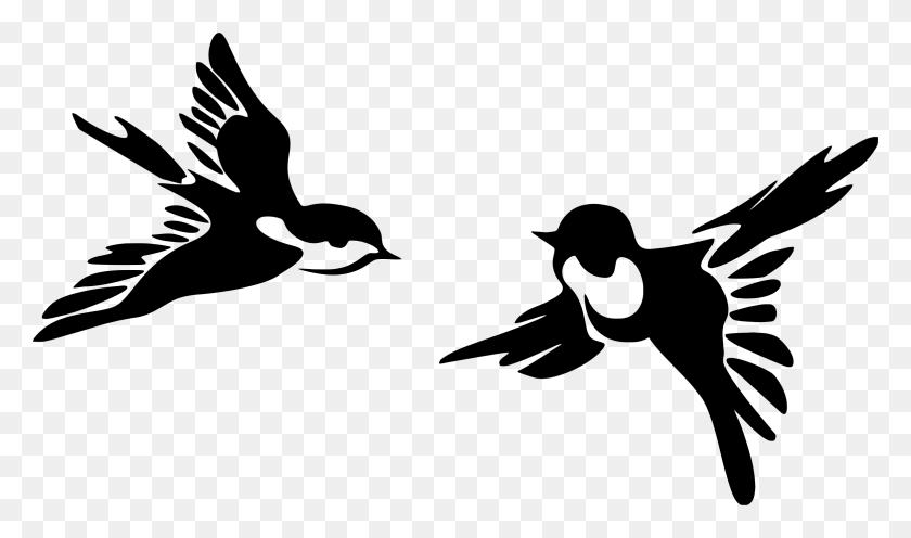 2334x1306 Летающий Силуэт Птицы Младенца - Чайка Клипарт Черно-Белый