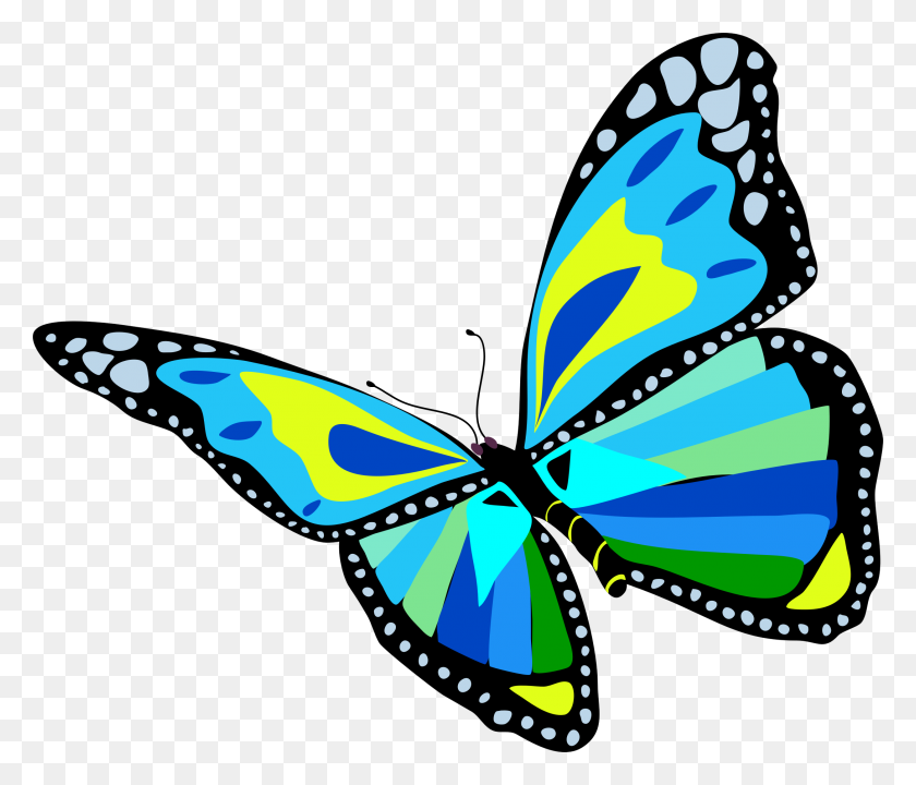 2176x1842 Flying Blue Butterfly Icons Png - Butterfly Outline PNG
