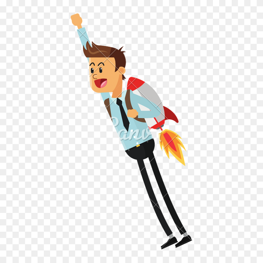 800x800 Flying Businessman With Jetpack Icon - Jetpack PNG