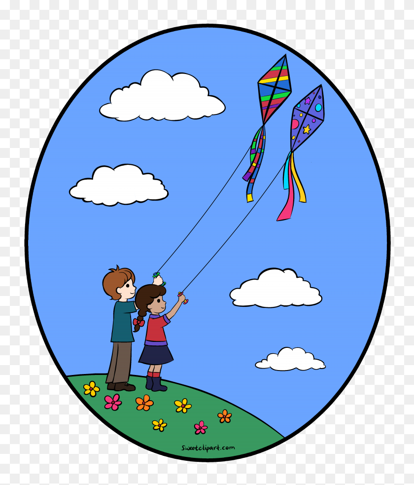 3510x4156 Flying Kites Color Clip Art - Recreation Clipart