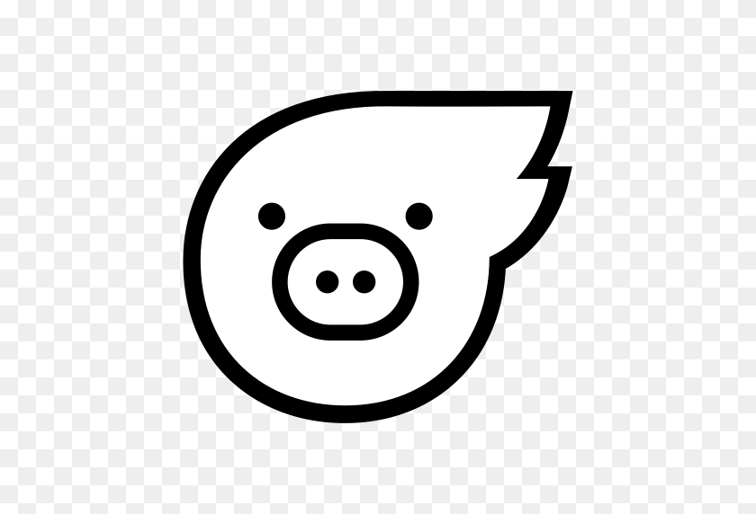 512x512 Flying Pig, Flying, Robot Icon With Png And Vector Format For Free - Flying Pig Clipart Black And White
