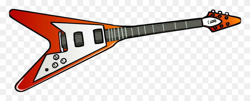 2400x863 Значок Flying V Guitar Png - Значок Гитары Png