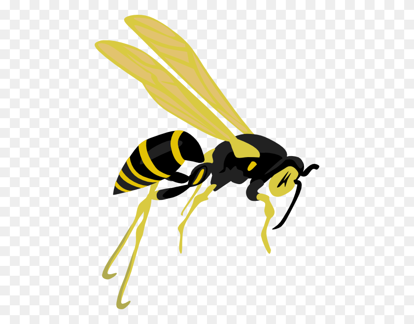 456x598 Flying Wasp Clip Art Free Vector - Bee Flying Clipart