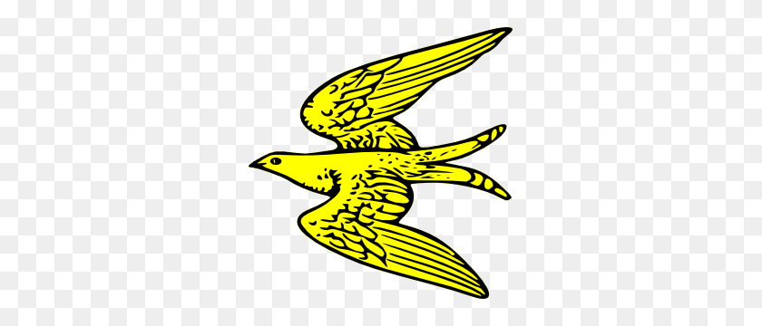 291x300 Flying Yellow Bird Clip Art - Bird In Flight Clipart