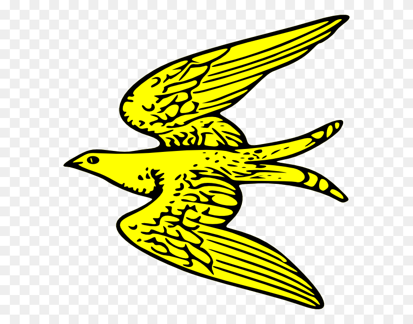 582x599 Flying Yellow Bird Clip Art Free Vector - Yellow Bird Clipart