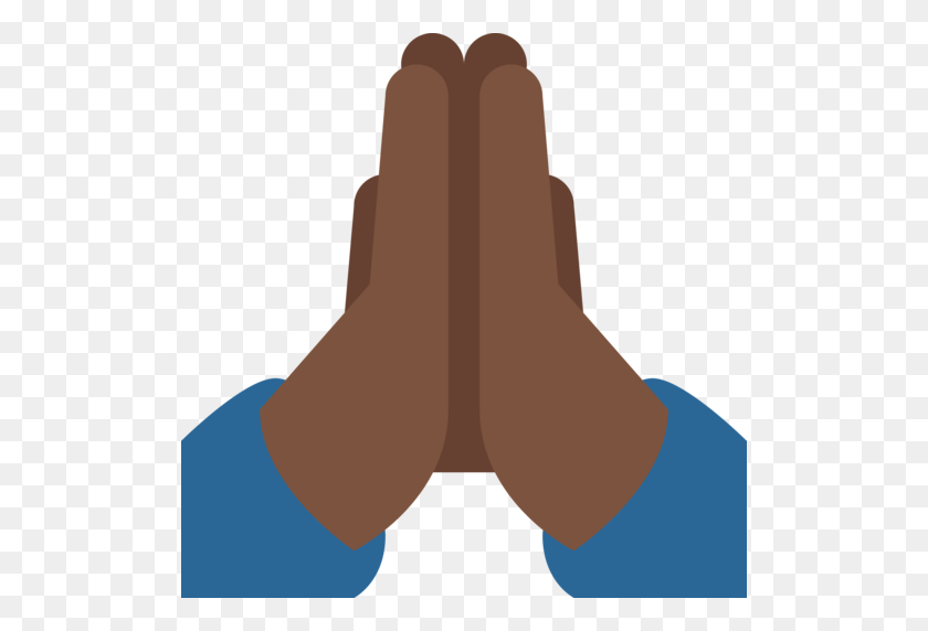 512x512 Folded Hands Dark Skin Tone Emoji - Praying Emoji PNG