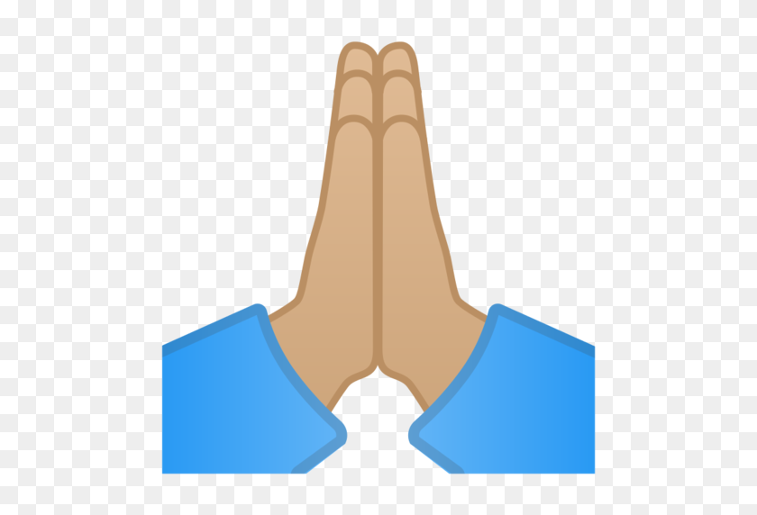 512x512 Manos Dobladas Medio Tono De Piel Claro Emoji - Manos En Oración Emoji Png