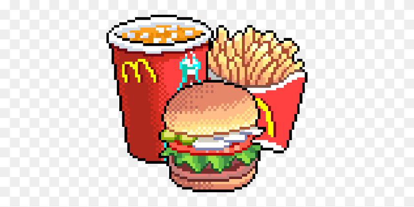 408x361 Food Burger Fries Pixel Pixelated Pixels Cute Png Red - Fries PNG