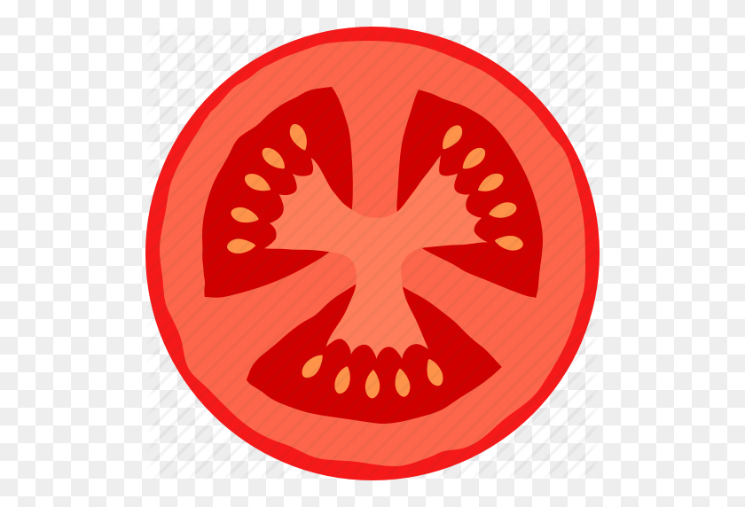 512x512 Food, Fruit, Half, Slice, Tomato, Tomatoe, Vegetable Icon - Tomato Slice PNG