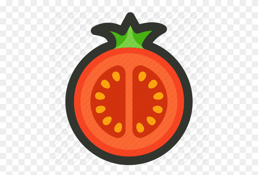 512x512 Icono De Comida, Mitad, Rebanada, Tomate, Vegetal - Imágenes Prediseñadas De Rebanada De Tomate