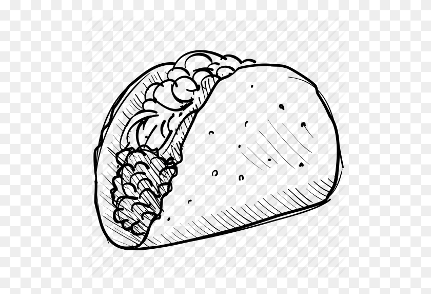 512x512 Food, Meat, Mexican, Snack, Taco, Texmex, Tortilla Icon - Snack Clipart Black And White