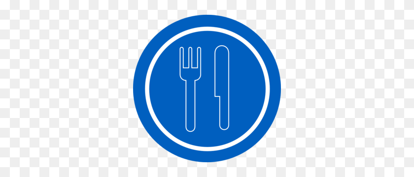 300x300 Food Service Sign Blue Plate With Outline Knife And Fork Clip Art - Plate Of Food Clipart