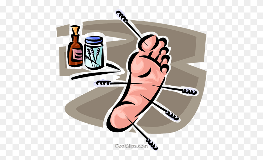 480x452 Foot With Acupuncture Needles In It Royalty Free Vector Clip Art - Krill Clipart