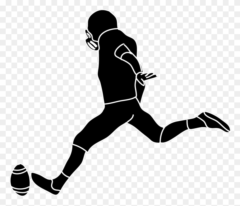 1000x852 Football Player Running Silhouette - People Running Clipart