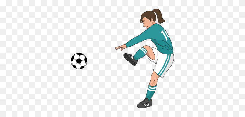 353x340 Football Player Shooting Clip Art Women Cartoon - Soccer Player Clipart