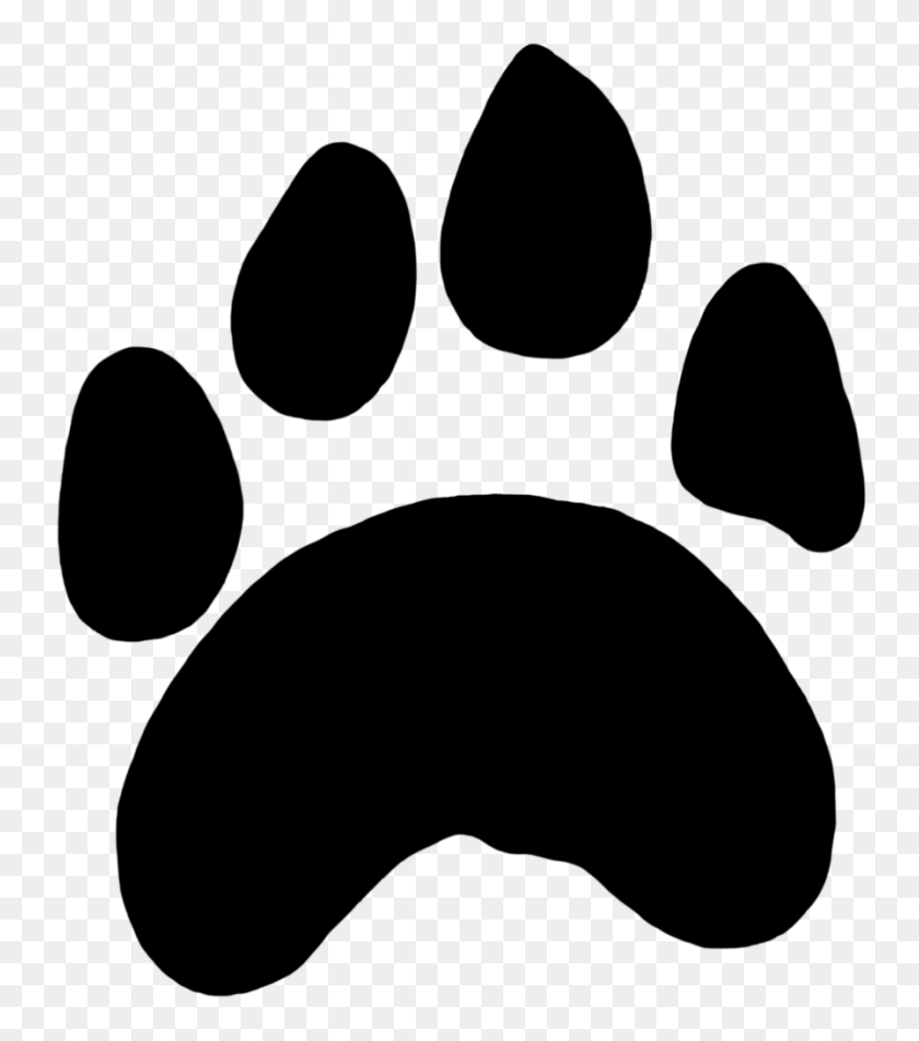 896x1024 Footprint Clipart Dog Cat Paw Winging - Cat Paw PNG