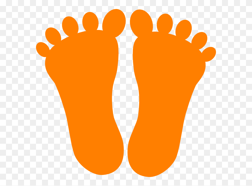 600x561 Footprint Clipart Orange Footprints Clipart At Clker Com Vector - Footsteps Clipart