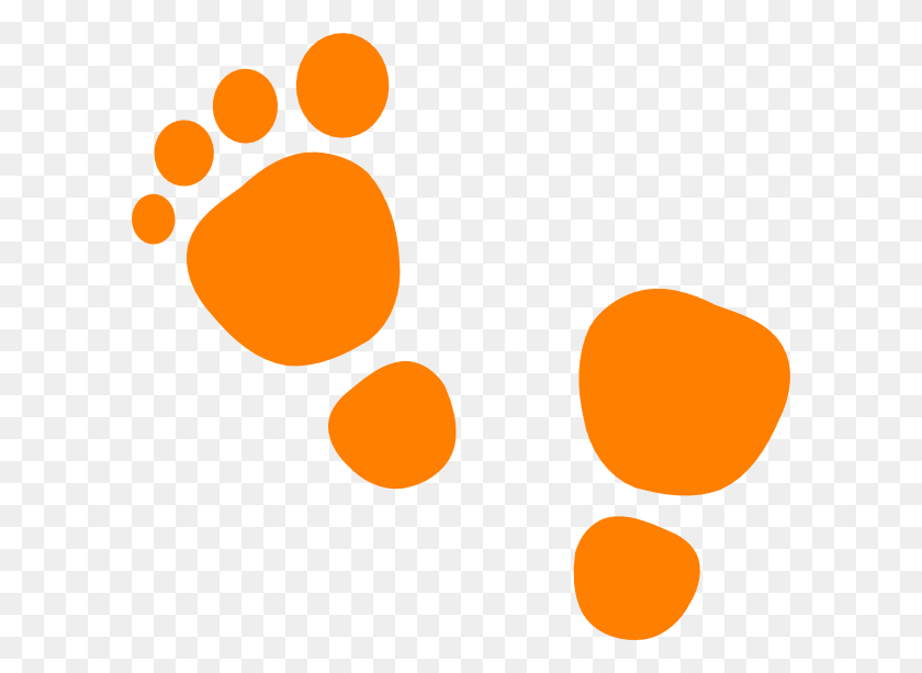 600x553 Footprints Clipart Orange - Baby Footprints Clipart