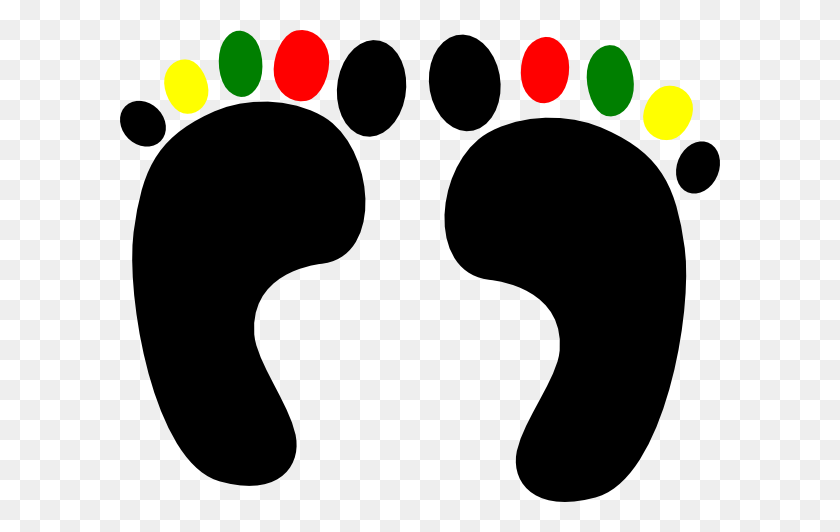 600x472 Footprints With Multi Colored Toes Png, Clip Art For Web - Footprint Outline Clipart