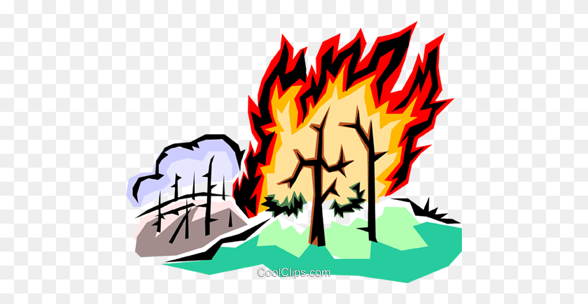 480x375 Forest Fire Royalty Free Vector Clip Art Illustration - Forest Clipart PNG