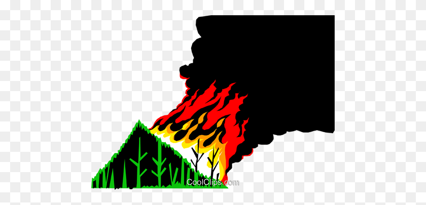 480x345 Forest Fire Royalty Free Vector Clip Art Illustration - Forest Clipart PNG