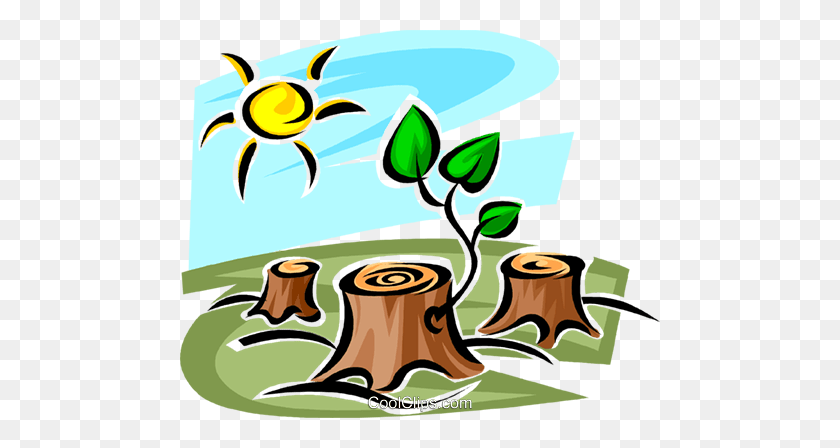 480x388 Forestry And Logging Royalty Free Vector Clip Art Illustration - Stump Clipart