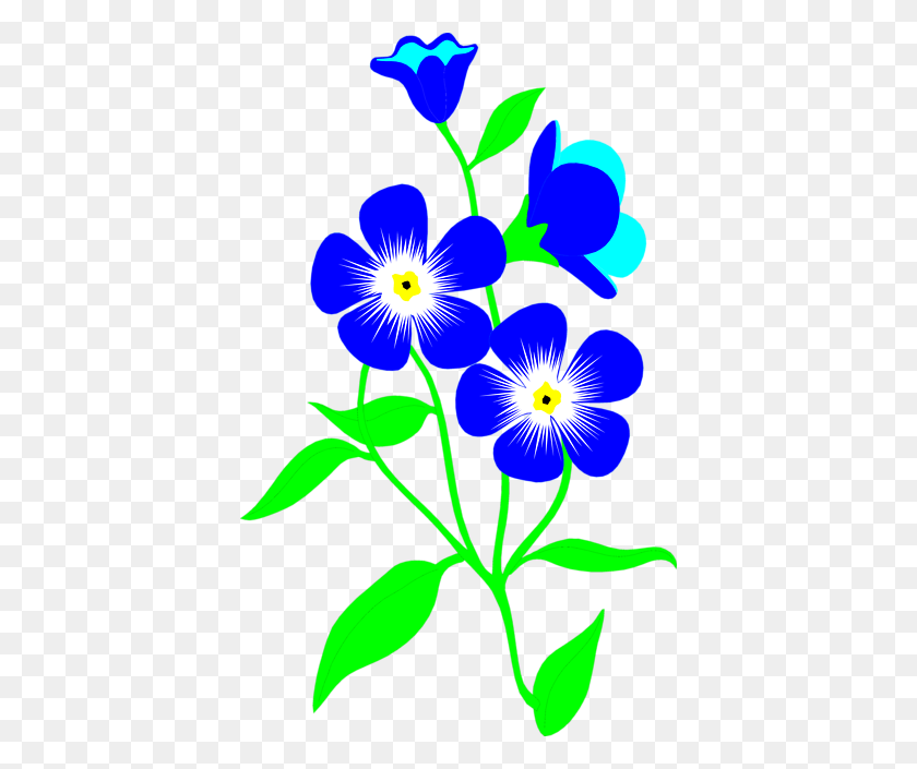 400x645 Forget Me Not Flower Clip Art - Row Of Flowers Clipart