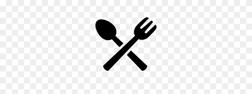 256x256 Fork And Spoon Clip Art - Silverware Clipart Black And White