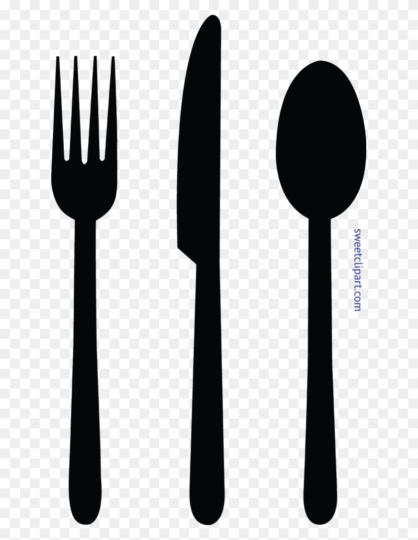633x1024 Fork Knife Spoon Black Clip Art - Plate And Fork Clipart