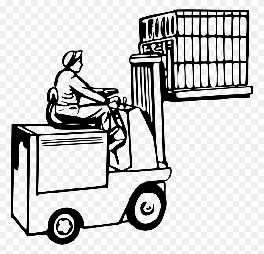 772x750 Forklift Operator Drawing Warehouse Pallet - Pallet Clipart