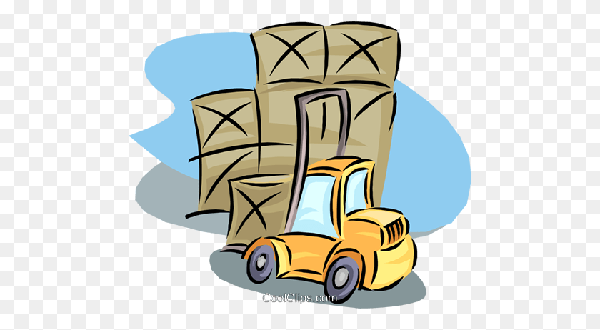 480x402 Forklift With Shipping Crates Royalty Free Vector Clip Art - Forklift Clipart