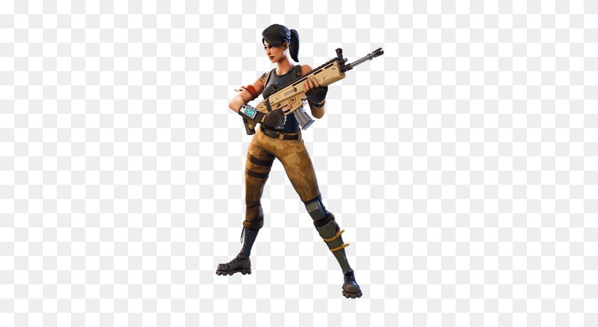 400x400 Fortnite Girl Character With Gun Transparent Png - Fortnite Weapon PNG