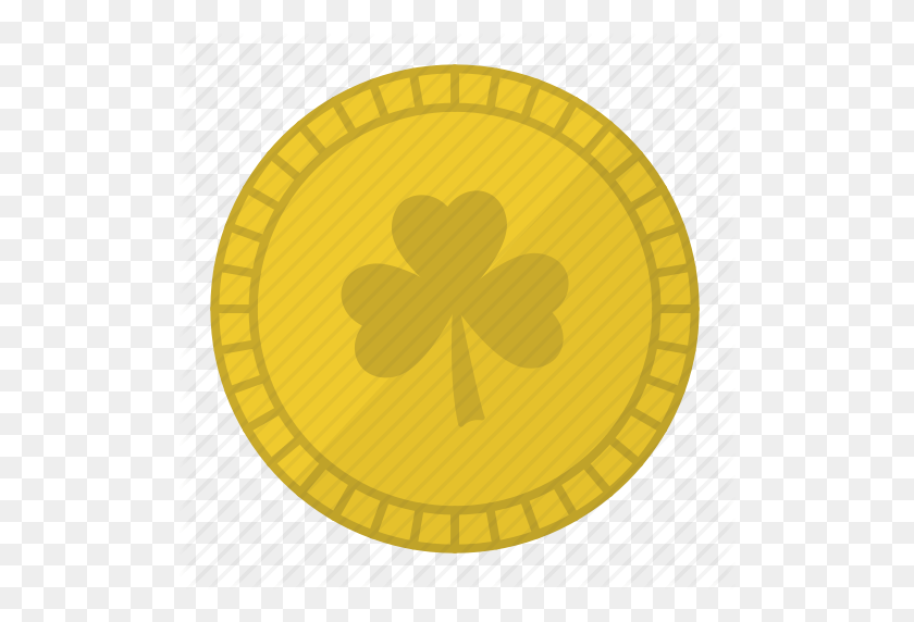 512x512 Fortuna, Moneda De Oro, Irlandés, Suerte, Moneda De La Suerte, Icono Del Día De San Patricio - Moneda De Oro Png