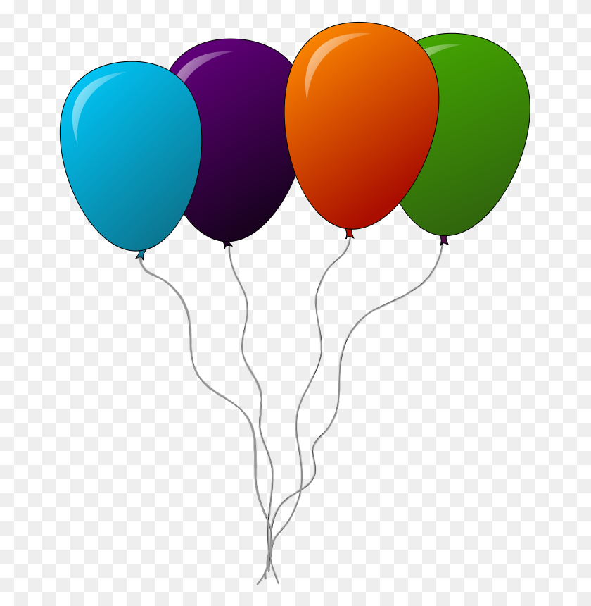 671x800 Four Balloons Png Diffrent Colour Clipart - Balloon PNG
