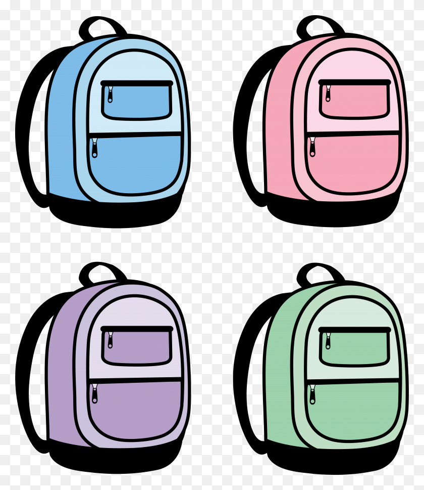 5199x6064 Four Kids School Backpacks - Cool Kid Clipart