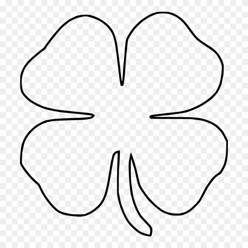 1024x1024 Four Leaf Clover Coloring Pages - Clover Clipart Black And White