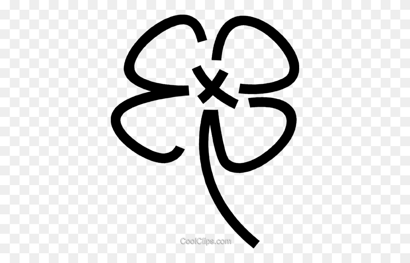 386x480 Four Leaf Clover Royalty Free Vector Clip Art Illustration - Four Leaf Clover Clip Art Black And White