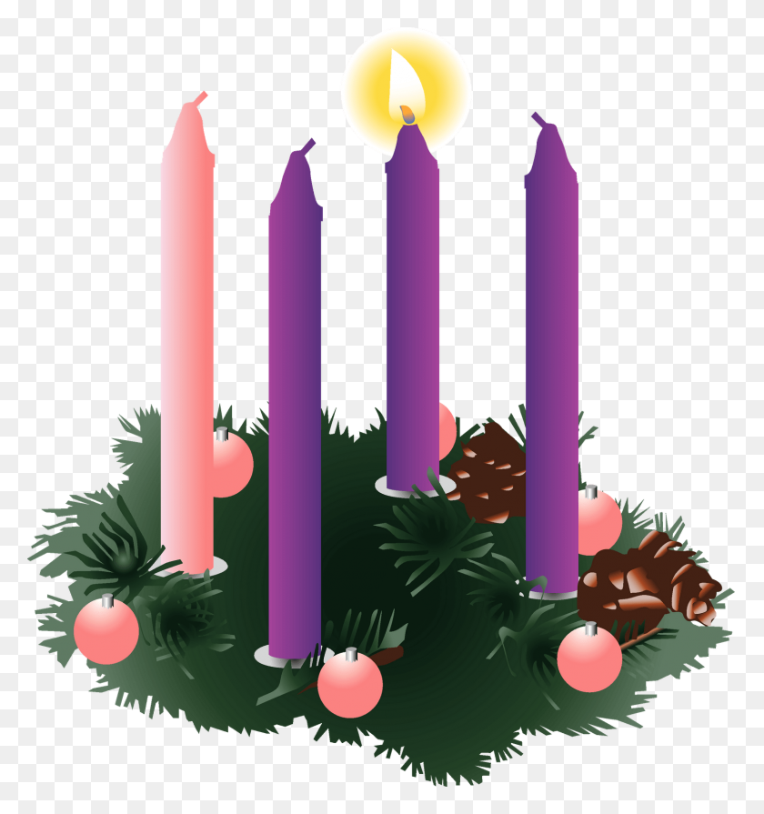 1493x1600 Four Purple Advent Candles One Lit St James Roman Catholic Church - 4th Sunday Of Advent Clip Art