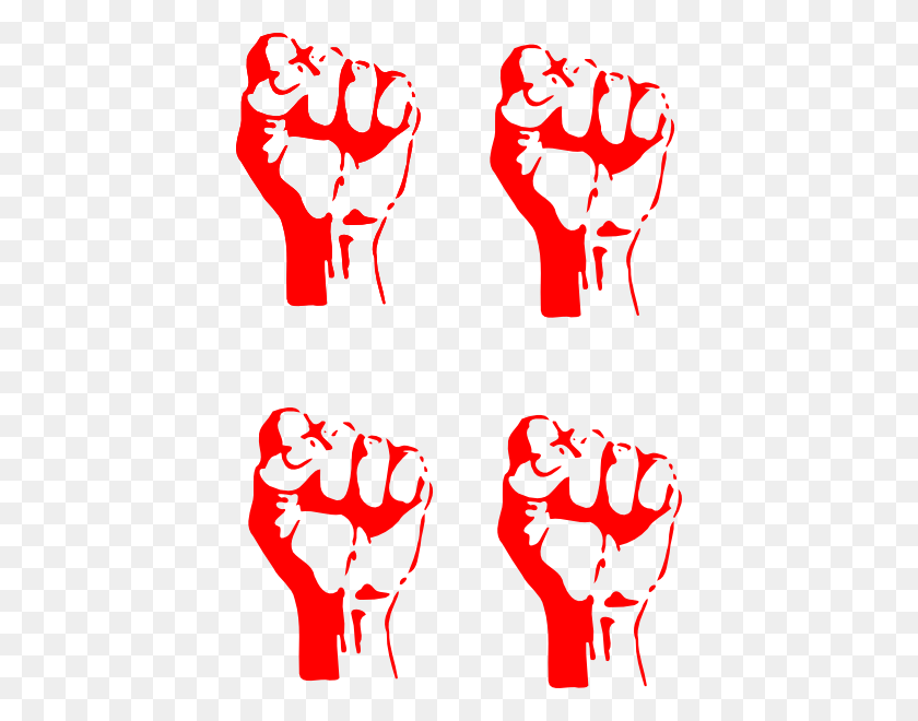 408x600 Four Red Fists Clip Art - Fists PNG