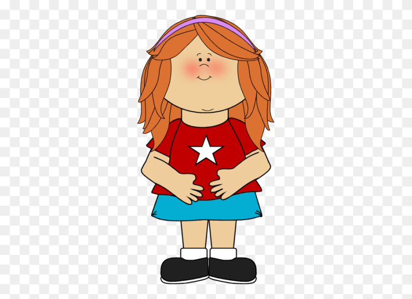 281x550 Fourth Of July Girl Clip Art - Red Shirt Clipart