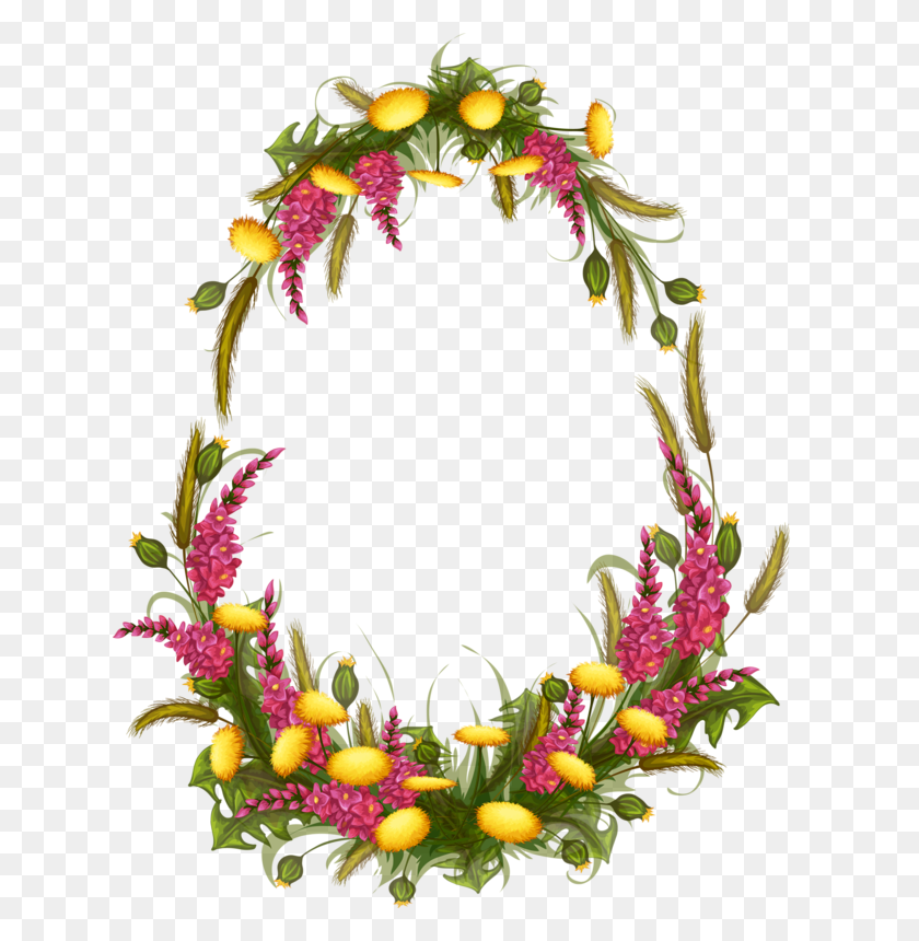 633x800 Frames And Boarders Easter, Crafts And Frame - Floral Wreath Clipart