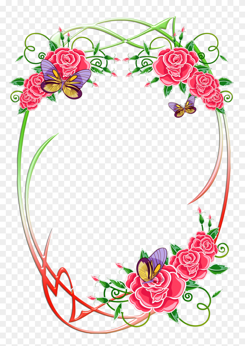 886x1280 Frames Borders And Frames, Floral Wreath - Floral Wreath PNG