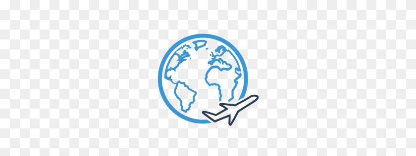 256x256 Free Air, Airplane, Earth, Plane, Planet, Transport, Travel Icon - Travel PNG
