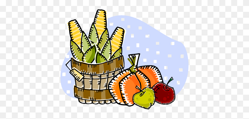 432x342 Free Basket Full Of Food For Thanksgiving Clip Art Image From Free - Thanksgiving Basket Clipart