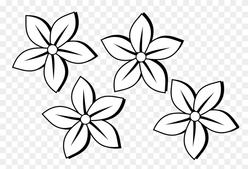 999x659 Flores De Dibujos Animados En Blanco Y Negro Gratis - Oh, Los Lugares A Los Que Irás Clipart Blanco Y Negro