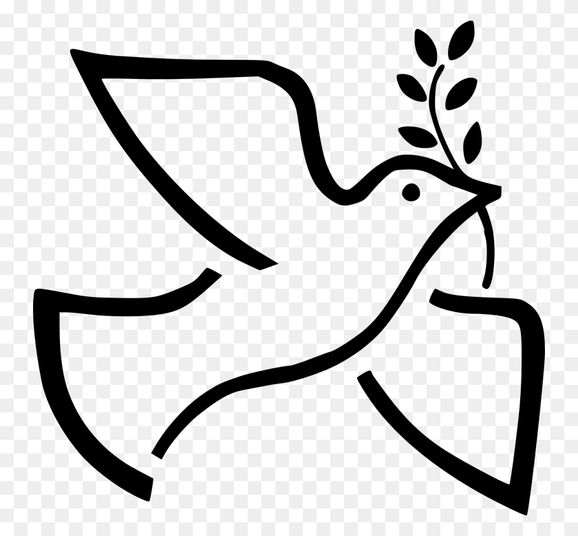 744x720 Free Black And White Large Print Religious Dove Of Peace Christmas - Twig Clipart Black And White